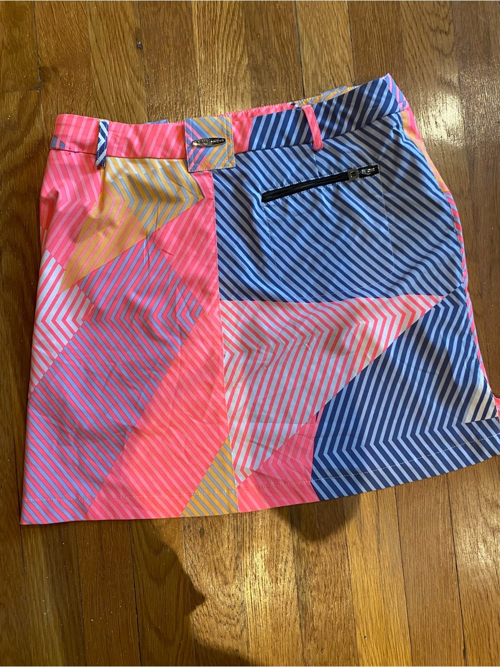 Jamie Sadock Striped Colorblock Pink and Blue Women's Skirt - Picture 3 of 3